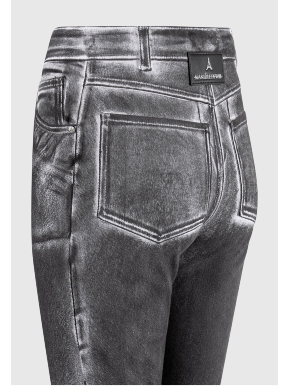 Manière De Voir Oil Print Tacked Fit And Flare Jeans - White/Grey Sz 4 - Picture 6 of 9